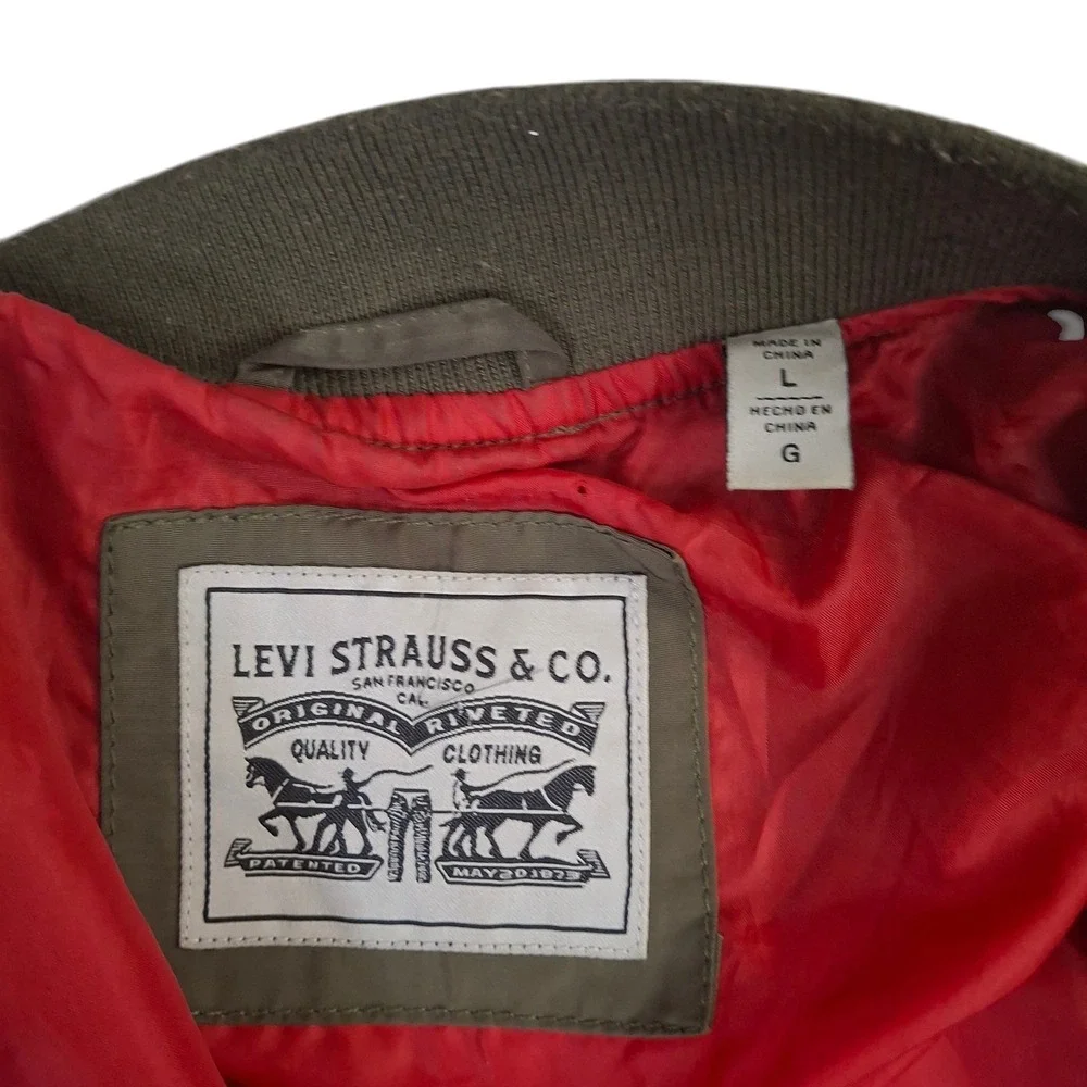 Levis Jacket Mens Large Green MA-1 Flight Military Army Flyers Bomber